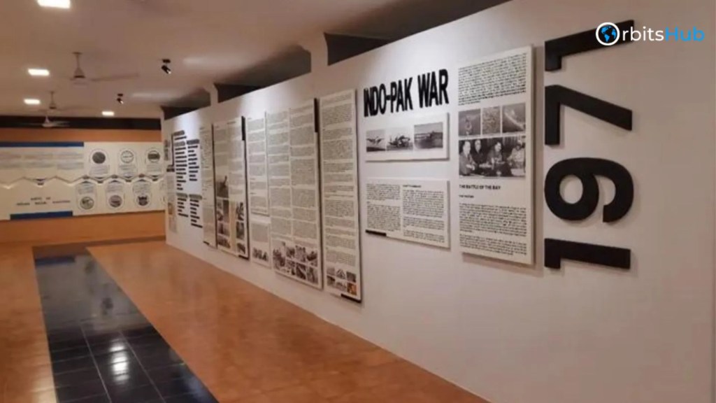 Exhibit on the 1971 Indo-Pak War inside the Indian Naval Aviation Museum, showcasing historical military displays.