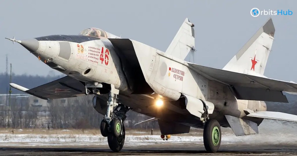Soviet MiG-25 fighter jet preparing for takeoff in snowy conditions