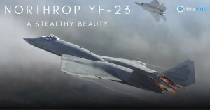 Top view of Northrop YF-23 in the desert